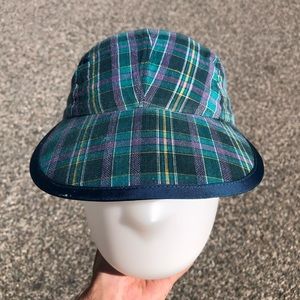Rare Early 90’s Vtg Patagonia Green Plaid 5-Panel Duck Bill Hat Made in the USA
